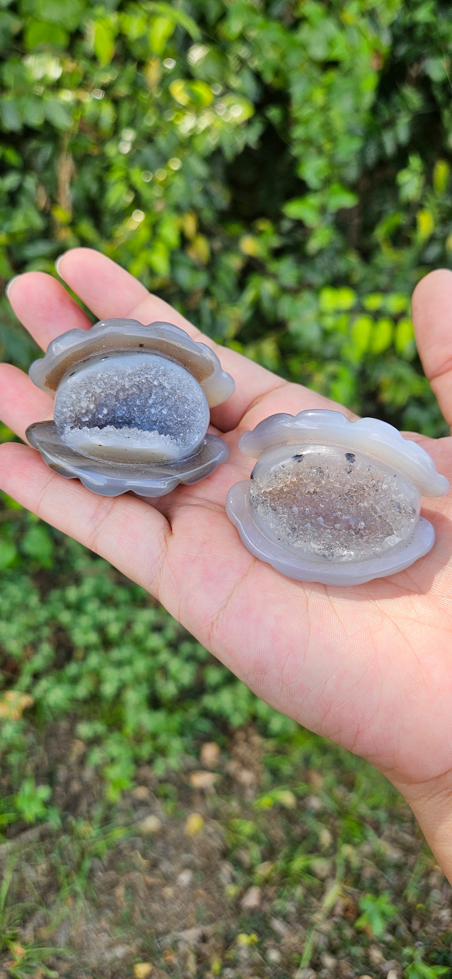Druzy Agate Clam Carving (small)