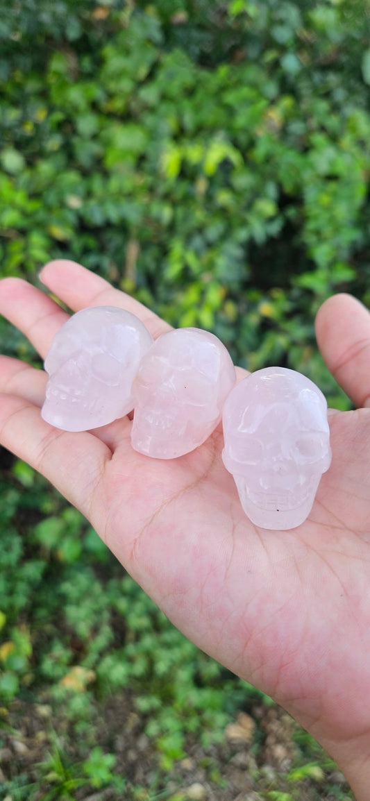 Rose Quartz Skull Carving