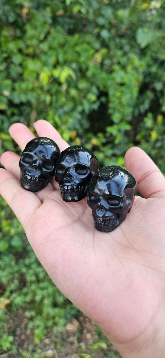 Black Obsidian Skull Carving