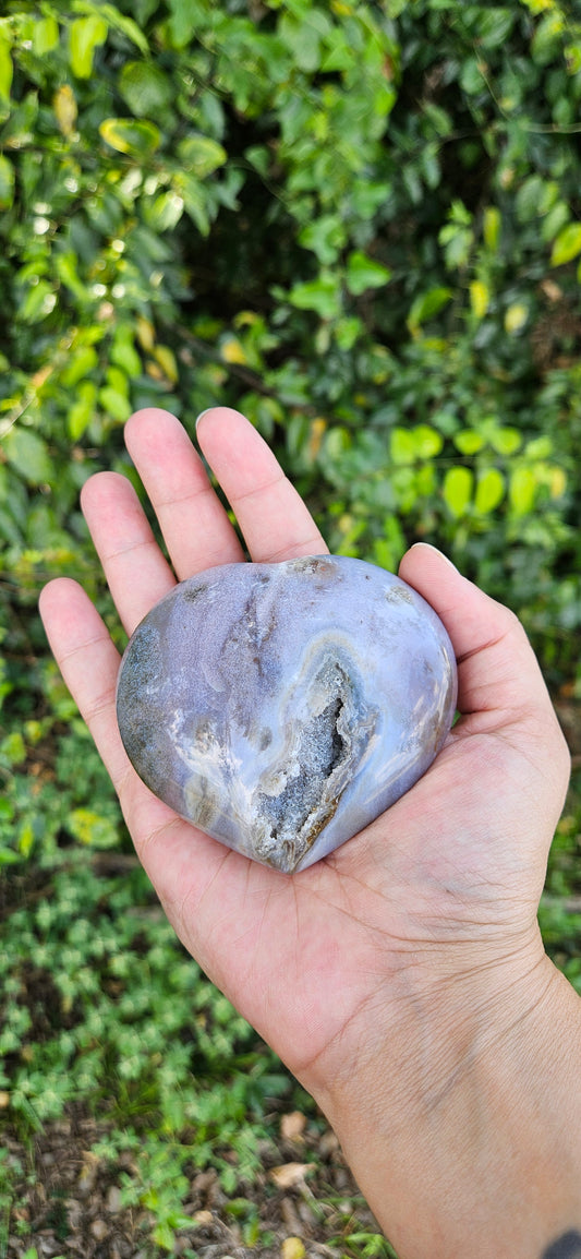 Ocean Jasper w/ Druzy Heart Carving
